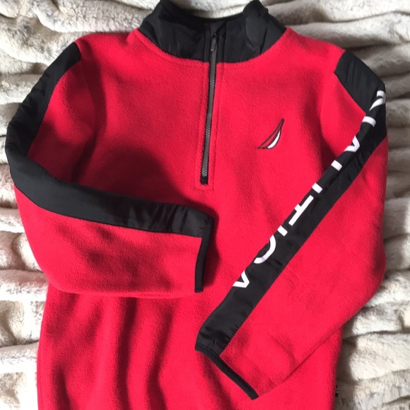 Nautica Fleece Pullover 1/2 zip red and black boys size 5 EUC - Picture 2 of 7